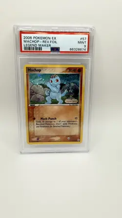 2006 Pokemon EX Legend Maker 57 Machop Reverse PSA 9 Mint - Image 1