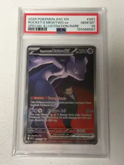 2026 POKEMON ASC EN-ASCENDED HEROES #281 TEAM ROCKET'S MEWTWO EX PSA 10 - Image 1