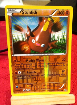 POKEMON Stunfisk 70/124 BW Dragons Exalted Set, Reverse HOLO Uncommon, NM - Image 1