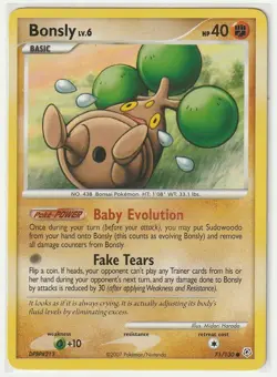Bonsly 71/130 - Diamond and Pearl Base Set Non-Holo Pokemon TCG LP - Image 1