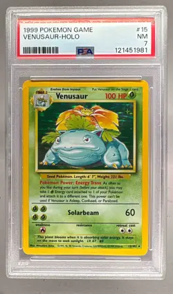 1999 Pokemon Unlimited 15 Venusaur Holo PSA 7 121451981 - Image 1