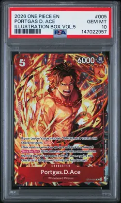 One Piece Illustration Box Vol. 5 Promo Portgas.D.Ace ST15-005 PSA 10 - Image 1
