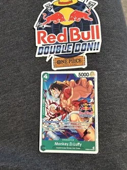 Monkey.D.Luffy PRB02-005 NM Red Bull Double Don Participation Promo + Sticker - Image 1