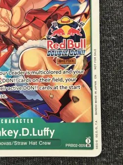 Monkey.D.Luffy PRB02-005 NM Red Bull Double Don Participation Promo + Sticker - Image 5