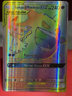 Pokemon Gengar & Mimikyu GX Secret Rare 186/181 Sun & Moon - Tag Team Holo Card - Image 1