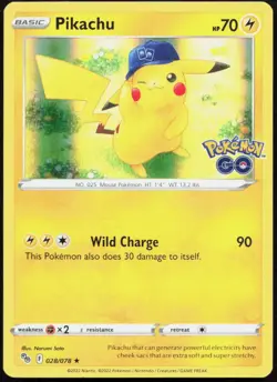Pikachu (28) Holo Rare Pokemon GO 028/078 Holo NM - Image 1
