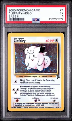 2000 Pokemon Base Set 2 Clefairy Holo #5 – PSA 5 EX – WOTC Vintage - Image 1