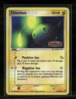 Pokemon 2007 EX Power Keepers Chinchou #49/108 Reverse Holo - Image 1