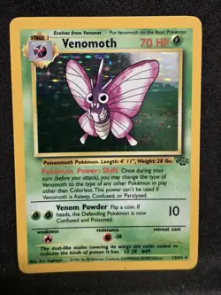 Vintage Pokemon TCG - Jungle - Unlimited Venomoth 13/64 Holo: LP-/MP+ - Image 1