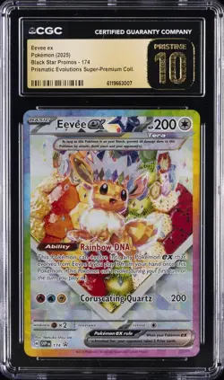 2025 POKEMON PRISMATIC EVOLUTIONS BLACK STAR PROMO #174 EEVEE CGC 10 PRISTINE - Image 1