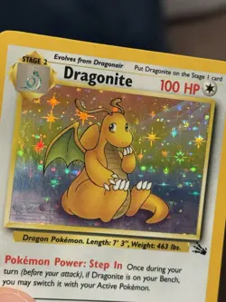 Pokemon TCG Dragonite 4/62 Fossil Set Holo Rare WOTC VTG 1999 LP+ - Image 3