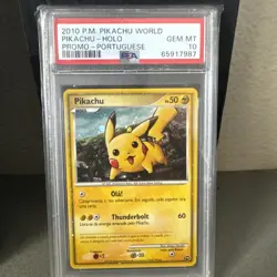 2010 Pokemon PSA 10 Pikachu World Pikachu- Holo Promo- Portuguese - Image 1