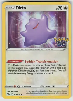 Ditto 053/078 Holo Rare Pokemon GO Pokemon Near Mint - Image 1
