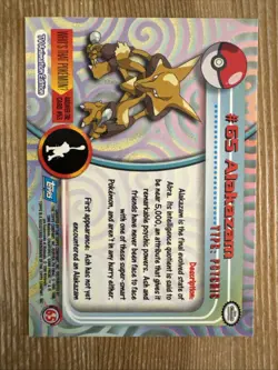 1999 Topps Pokemon Series 1 - Alakazam #65 Blue Logo Non Holo NM - Image 2