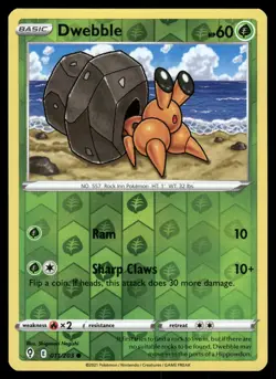 Dwebble 011/203 Common Evolving Skies Pokemon Reverse Holo Lightly Played - Image 1