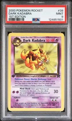 2000 POKEMON ROCKET 1ST EDITION #39 DARK KADABRA PSA 9 - Image 1