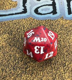 Magic The Gathering Core Set 2020 M20 Spindown Life Counter Die - Red/White - Image 1
