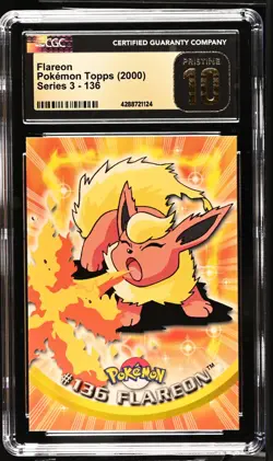 LOW POP 4! Flareon #136 2000 Topps Pokemon TV Animation Edition Series 3 - Image 1