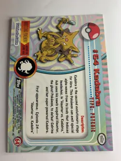 1999 Topps Pokemon TV #64 Kadabra (C) Foil Black Logo (Pokeballs 4th Print) - Image 2