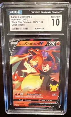 2021 TCG Pokemon Lance's Charizard V SWSH133 Black Star Promo CGC GEM MINT 10 - Image 1
