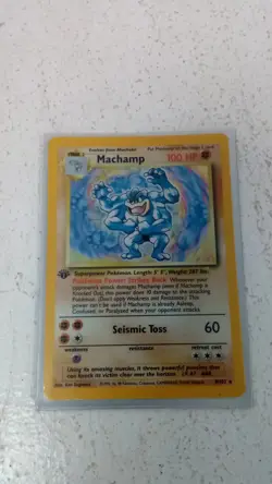 Pokemon Machamp 8/102 Base Set Holo + Sleeve 1st Edition - Image 2