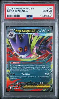 2025 Pokemon Pfl En-Phantasmal Flames #056 Mega Gengar Ex PSA 10 - Image 1