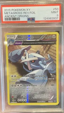 2015 POKEMON XY ANCIENT ORIGINS #50 METAGROSS-REVERSE FOIL PSA 9 - Image 1