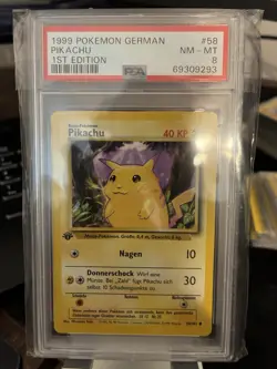 1999 Pokemon German 1st Edition #58 Pikachu PSA 8 - Image 1