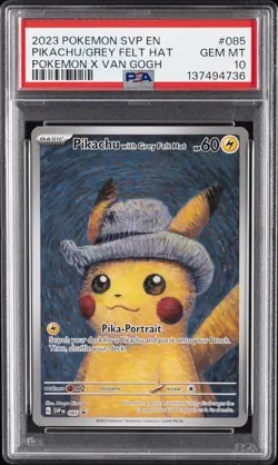 2023 POKEMON SVP EN-SV BLACK STAR PROMO #085 PIKACHU WITH GREY FELT HAT PSA 10 - Image 1