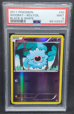 Pokemon PSA 9 MINT Woobat 50/114 Black & White Reverse Holofoil 2011 s#3337 - Image 1
