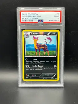 Pokemon PSA 9 MINT Liepard 67/114 Black & White Reverse Holofoil 2011 S#9009 - Image 1