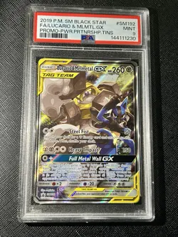Pokemon Lucario & Melmetal GX SM192 TAG TEAM Promo Holo SM Black Star PSA 9 - Image 1
