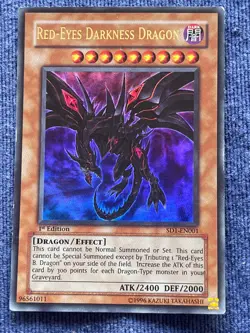 YuGiOh Red-Eyes Darkness Dragon SD-EN001 1st Edition Rare LP - Image 1