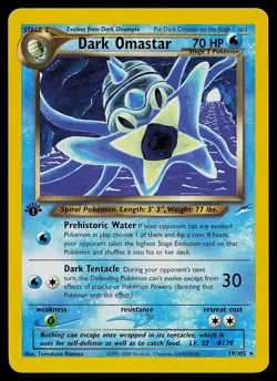 Pokemon Card - Dark Omastar Neo Destiny 19/105 Rare 1st Edition - Image 1