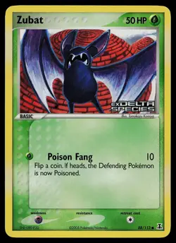 Pokemon Card - Zubat Delta Species 88/113 Reverse Holo Stamped - Image 1