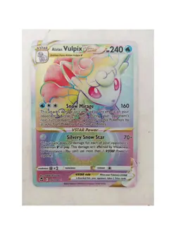 Alolan Vulpix VSTAR 197/195 Rainbow Rare Silver Tempest Pokemon Card - Image 1