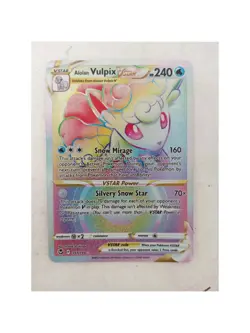 Alolan Vulpix VSTAR 197/195 Rainbow Rare Silver Tempest Pokemon Card - Image 2