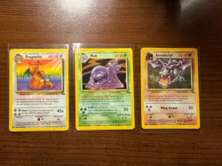 Pokemon TCG Vintage MP Fossil Holo Lot Of 3 Dragonite, Aerodactyl Holo, Muk Holo - Image 1