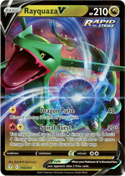 Rayquaza V - Ultra Rare - 110/203 - Evolving Skies - Pokemon English LP/NM - Image 1