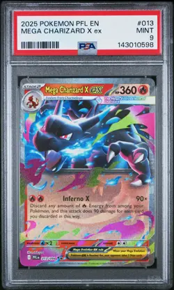 2025 Pokemon Pfl En-Phantasmal Flames #013 Mega Charizard X Ex PSA 9 - Image 1