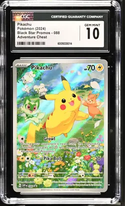 Pokemon TCG Pikachu 088 (2024) Black Star Promos Adventure Chest CGC 10 - Image 1