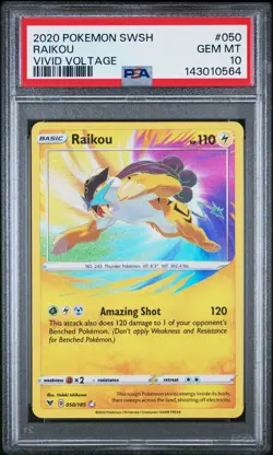 2020 Pokemon Sword & Shield Vivid Voltage #050 Raikou Vivid Voltage PSA 10 - Image 1
