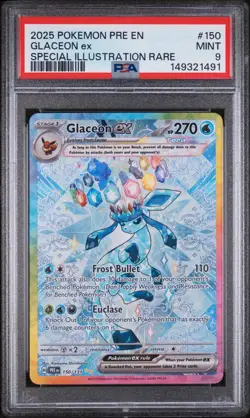 2025 POKEMON PRE EN-PRISMATIC EVOLUTIONS #150 GLACEON EX PSA 9 - Image 1