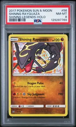 2017 POKEMON SUN & MOON SHINING LEGENDS #56 SHINING RAYQUAZA-HOLO PSA 8 - Image 1