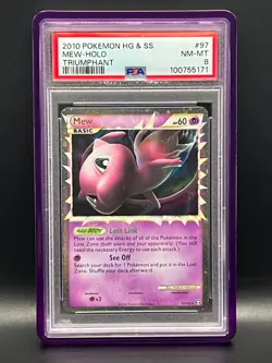 MEW PRIME ULTRA RARE HOLO #97- 2010 Pokemon HG & SS Triumphant- PSA 8 - Image 1