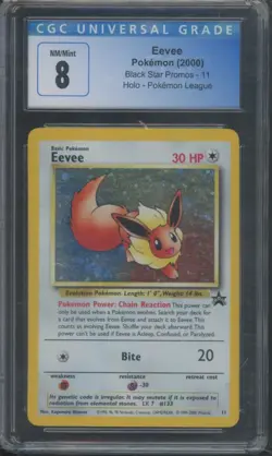 Pokemon TCG Eevee 11 Black Star League Promo Holo Rare CGC 8 - Image 1