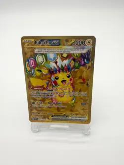 Pokemon Gold Pikachu TCG Surging Sparks HR 247/191 NM - Image 1
