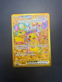 Pokemon Gold Pikachu TCG Surging Sparks HR 247/191 NM - Image 3