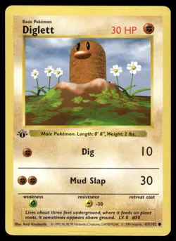 Pokemon Cards Diglett 47/102 1st Edition Base Set Shadowless WOTC Common LP *4 - Image 1