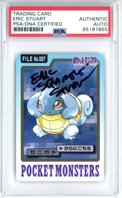 PSA Eric Stuart Signed Japanese Squirtle Pocket Monsters Cardass Card 1997 - Image 1